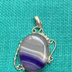 Striped Agate Purple Pendant
